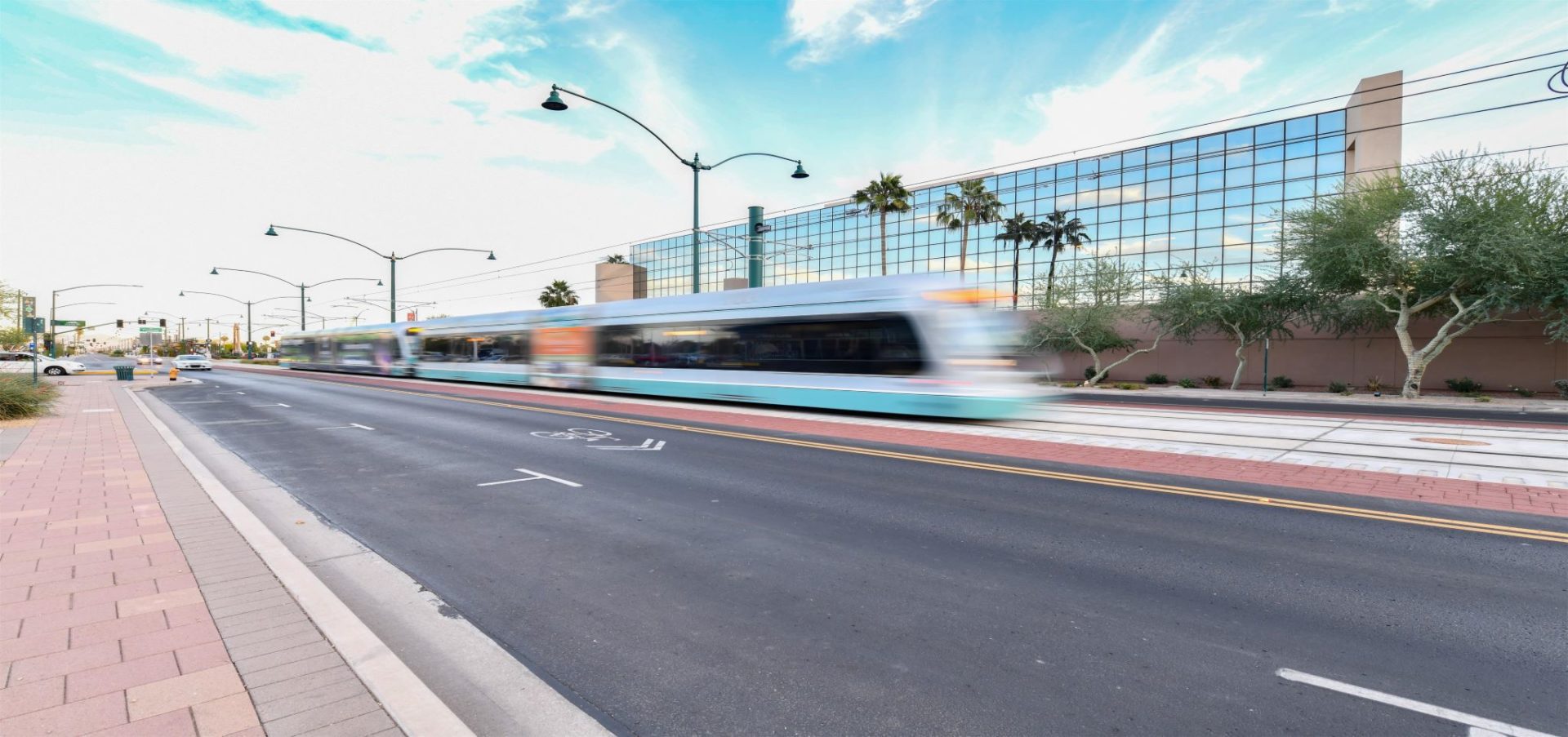Downtown Mesa Lightrail near commercial real estate project